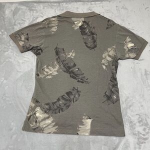 Nautica Shirt Mens Medium Brown Polo Tropical Vintage Allover Print Vented